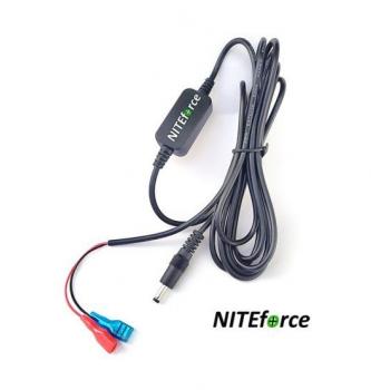 NITEforce akkujohto jännitteenalentimella 12 V ulkoiselle DC virtalähteelle, 2