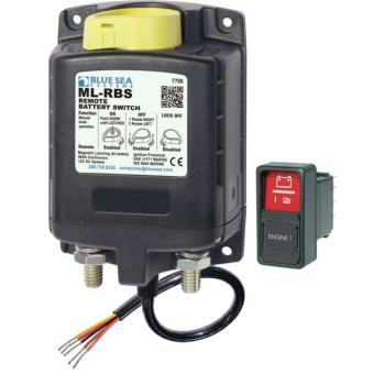 Blue Sea kauko-ohjattava PÄÄVIRTAKYTKIN SOLENOIDI käsikäytöllä, 12 V