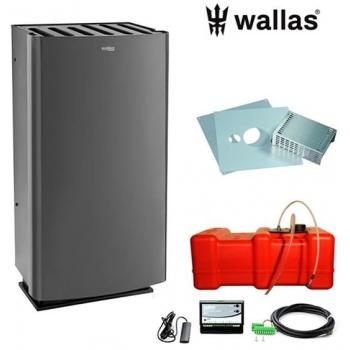 Wallas 26CC lämmitinpaketti seinänläpiasennukseen kauko-ohjauksella, musta