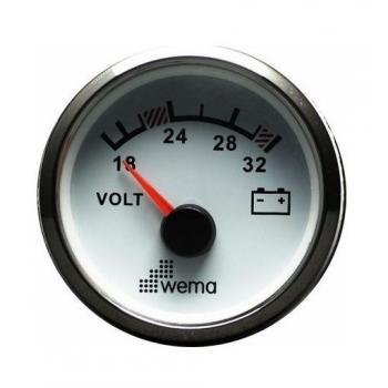 Wema analoginen volttimittari 24 V valkoinen rst kehys
