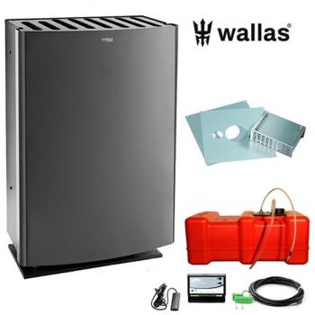 Wallas 40CC lämmitinpaketti seinänläpiasennukseen kauko-ohjauksella, musta