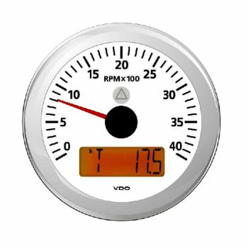 VDO kierroslukumittari 0-4000 rpm LCD-näytöllä 85 mm, valkoinen