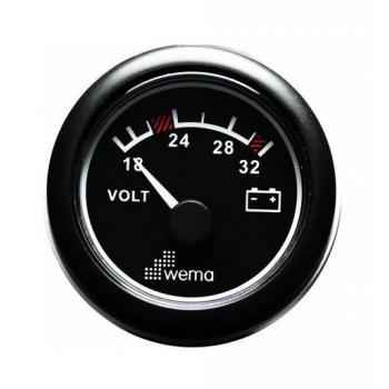 Wema analoginen volttimittari 24 V musta