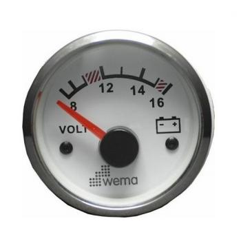 Wema analoginen volttimittari 12 V valkoinen rst kehys