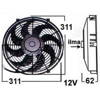Vapaatuuletin 12V puhaltava 280 mm viistolapa