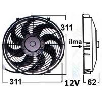 Vapaatuuletin 12V imevä 280 mm viistolapa