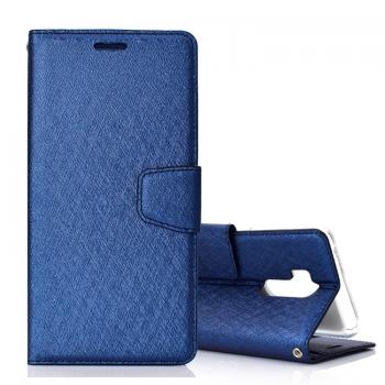 LG G7 ThinQ silkkinen kotelo pidikkeellä ja lompakolla (Sininen)
