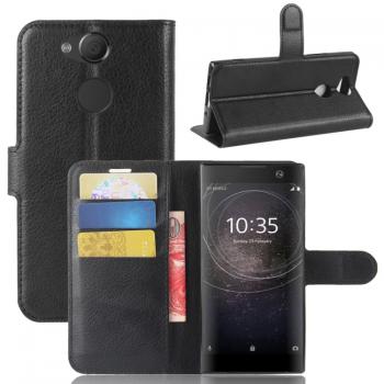Sony Xperia XA2 nahkakotelo lompakolla (Musta)