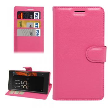 Sony Xperia XZ nahkainen suojakotelo luottokorttipaikalla (magenta)