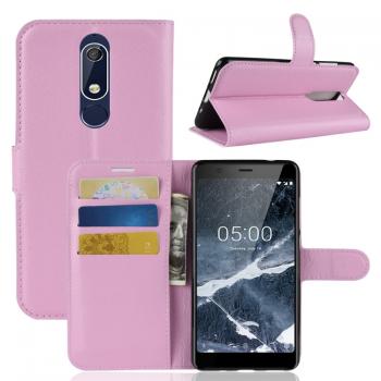 Nokia 5.1 nahkainen suojakotelo (Pinkki)
