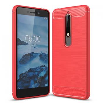 Nokia 6 (2018)/ 6.1 hiilikuitu suojakuori, punainen