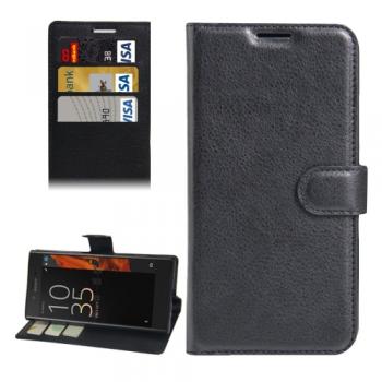 Sony Xperia XZ nahkainen suojakotelo luottokorttipaikalla (musta)
