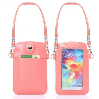 Yleinen nahka suojapussi matkapuhelimille iPhone/ Samsung/ HTC(Pink)